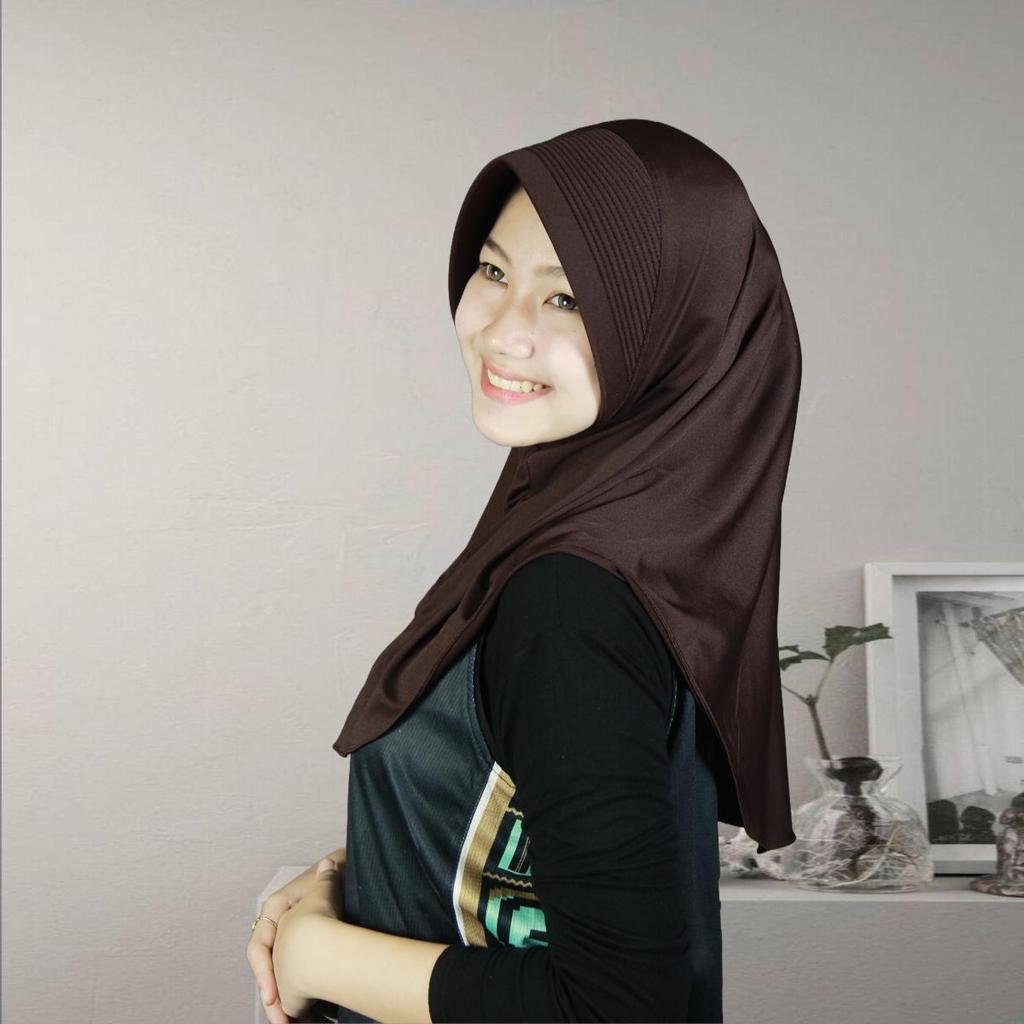 Hijab Instan Pet Tebal /Hijab Sport Instan Pet Besar Size M Muslim Nyaman Panjang Kerudung Bergo Sek