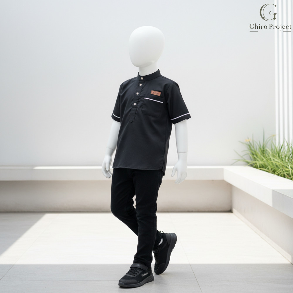 Koko Anak Laki-Laki Kawika Premium Lengan Pendek Katun Adem Baju Muslim 2–12 Tahun Modern Harian