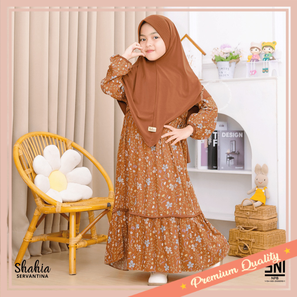 Shahia Servantina - [Satu Set Jilbab] Viola Set Gamis Rayon Anak Perempuan Dress/ Termurah