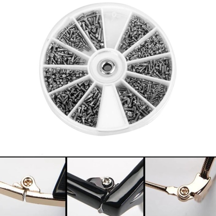 Set 600 Pcs Baut Perbaikan Reparasi Universal Service Bongkar Engsel Frame Sekrup Mini Optik Sunglas