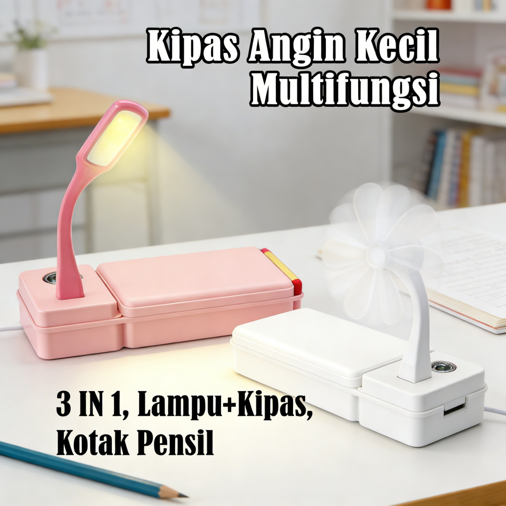 Kotak Pensil-Lampu Meja Siswa Kecil Multifungsi/Tempat Angin Kotak Pensil