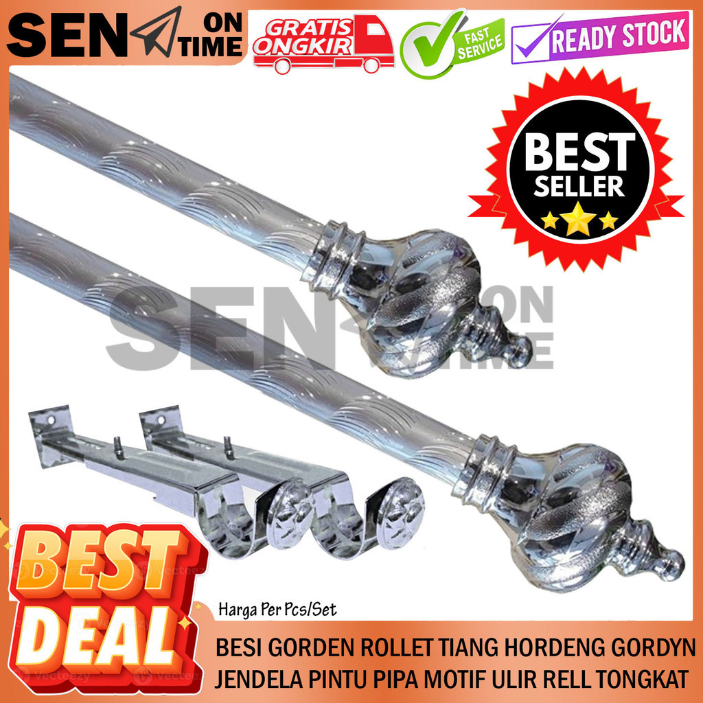 [Instant] Hordeng Korden Tiang Tirai jendela Batang Gorden Fullset Pipa Gordyn Tongkat Gantungan Gor