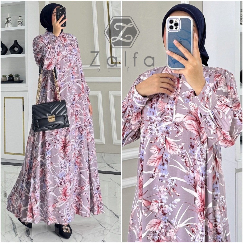 NATASYA dress by ZALFA OUTFIT / Gamis rayon motif premium