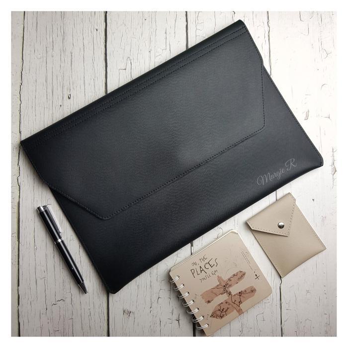 Map A4 Folio Bahan Kulit Sintetis - Document Keeper - Map Folder Organizer - Hitam