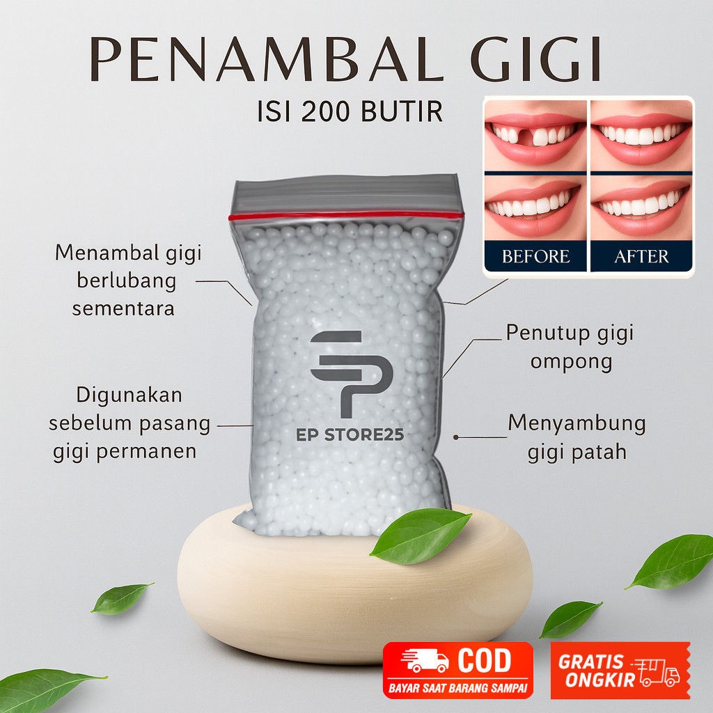 Temptooth Isi 200 Butir – Tambal Gigi Berlubang Sendiri di Rumah | Untuk Gigi Patah & Gigi sementara
