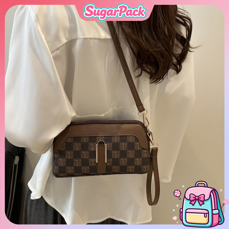 SugarPack Ransel Satu Bahu & Slempang Cetakan Trendy Desain Kasual dengan Saku Ponsel