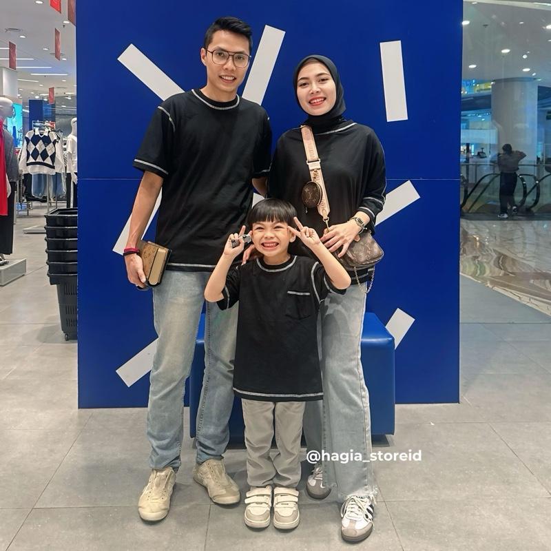 Catlyne Set Couple Family couple keluarga dengan model kombinasi jahit luar Baju Combed Panjang