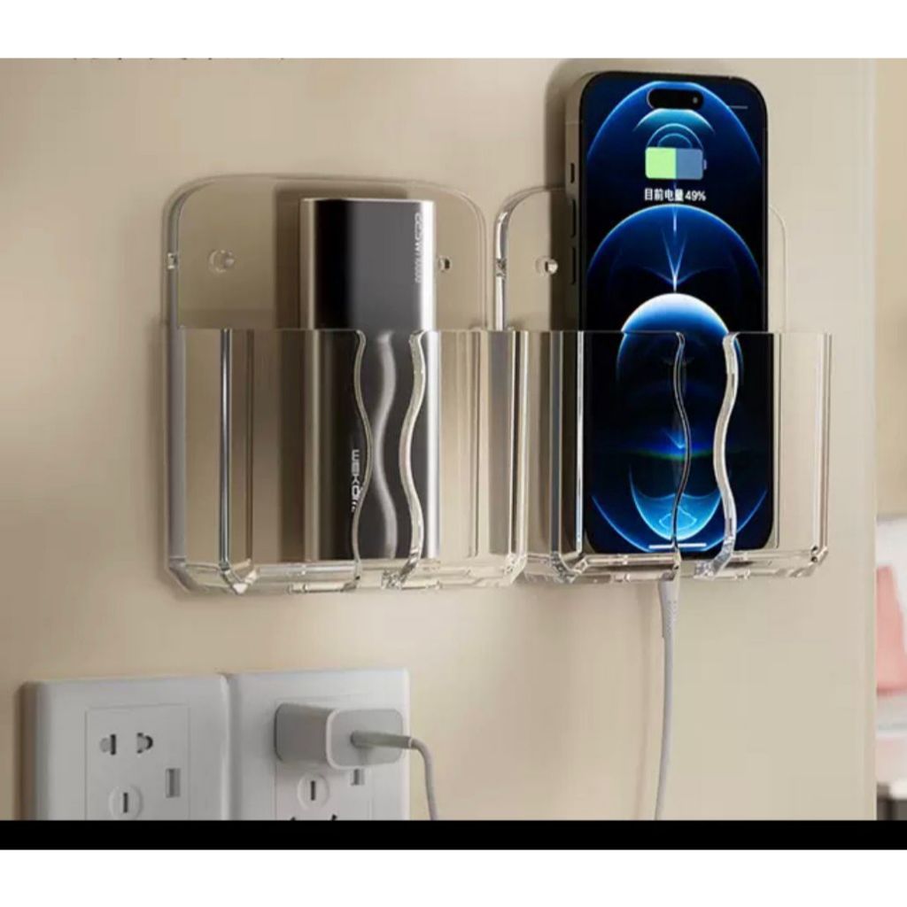 Uniq Rak Ponsel Pengisi Daya Charger Stiker Sticker Tempat Akrilik Bening HP Phone Holder Remote TV 