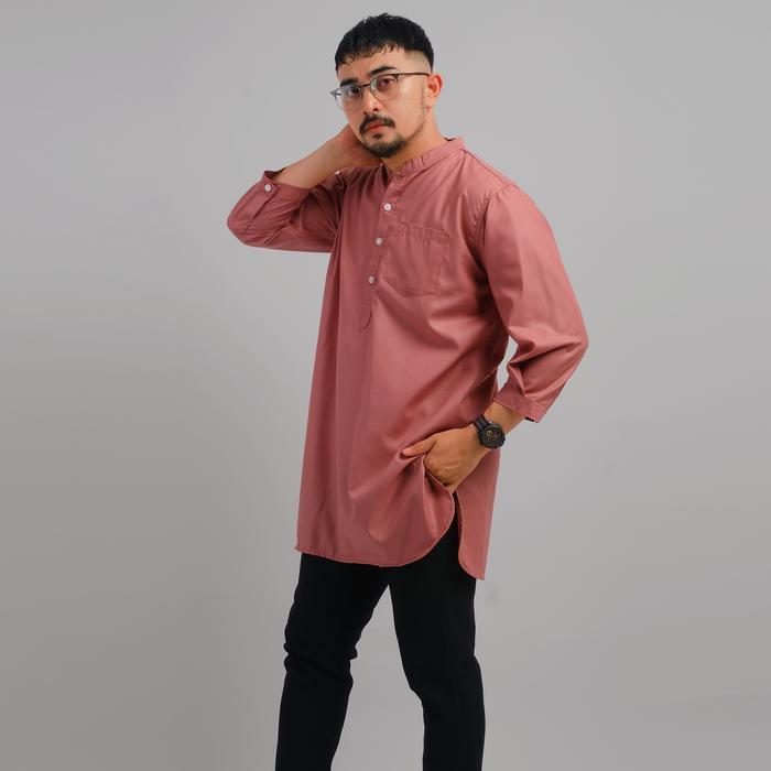 DGM Baju Koko Pria Toyobo Lengan 3/4 Polos  Salem Koko Kurta 1651 - L