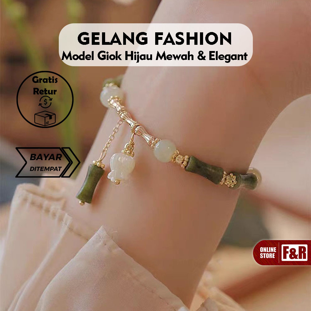 Gelang Giok Hijau – Aksesoris Fashion Wanita Bernuansa Oriental Gelang Batu Giok Hijau Natural Gelan