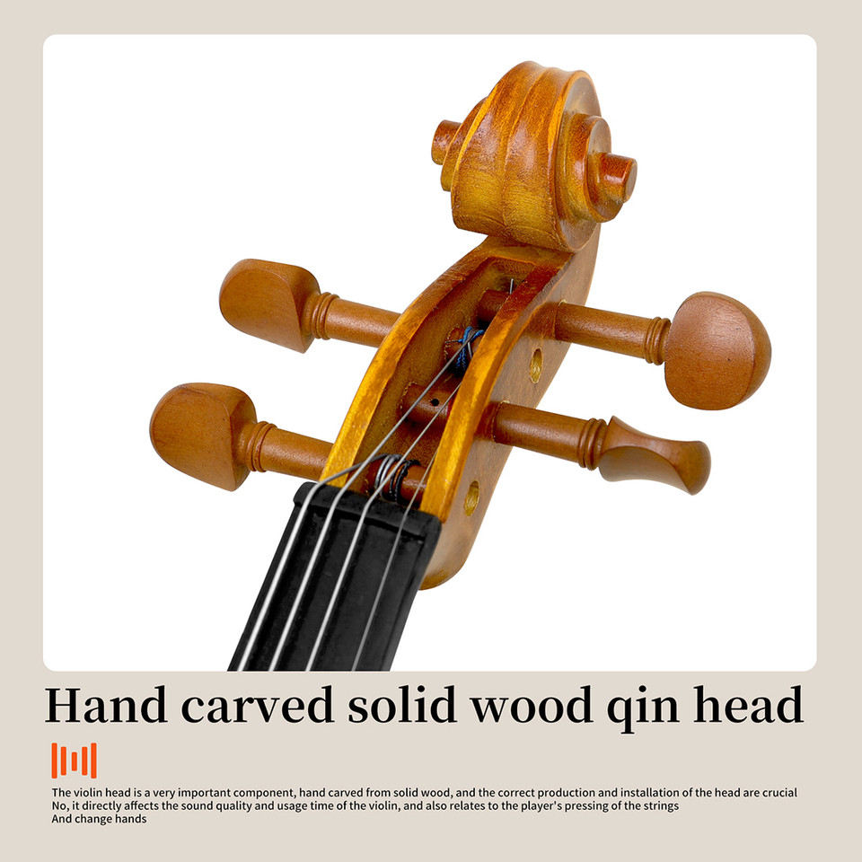 Astonvilla 44 Natural Color Violin Solid Wood Violin Set with Case Bow  Stringed trument Violin for 