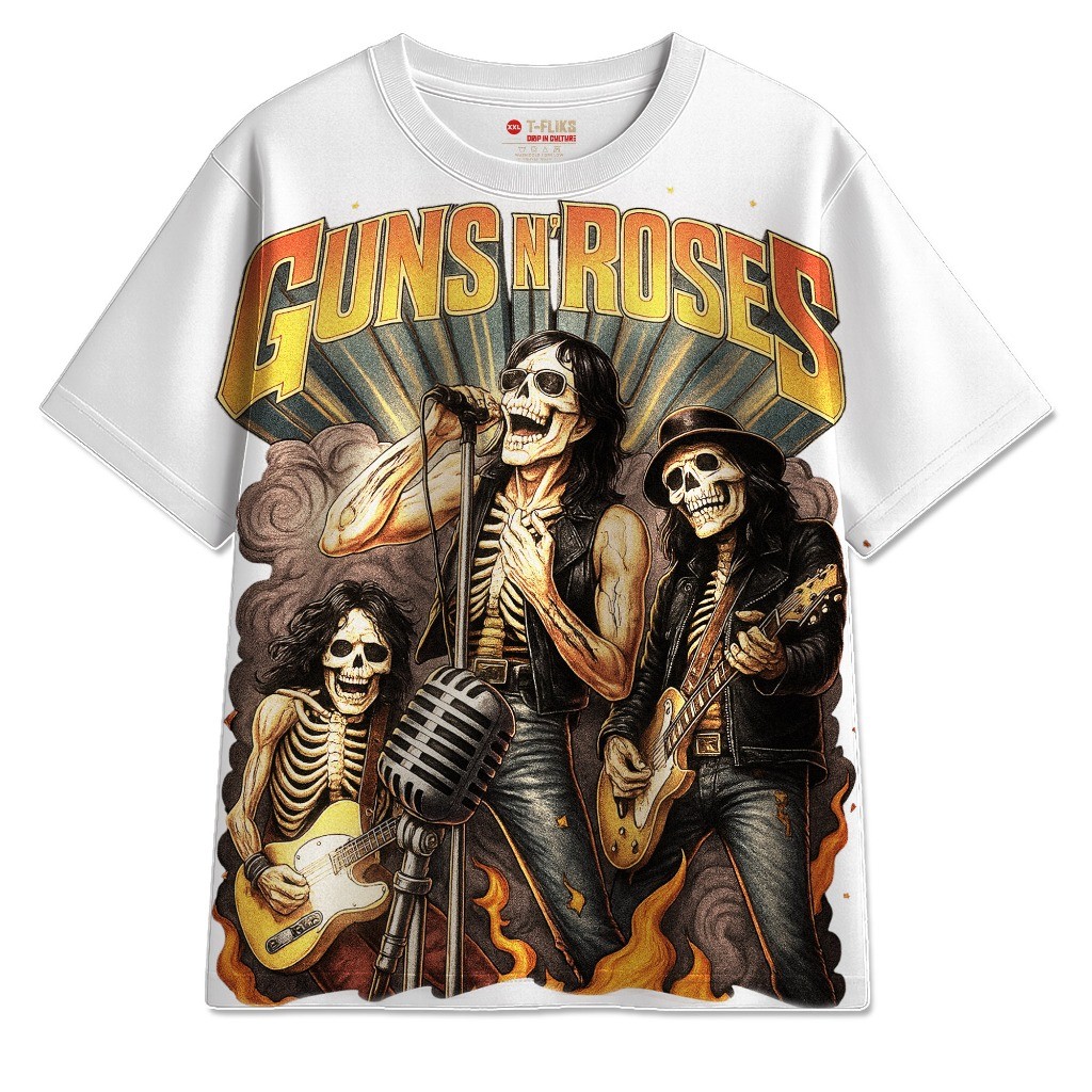 HOT GUNS N ROSES KAOS BAND TSHIRT OVERSIZE UNISEX PUTIH - TFLIKS