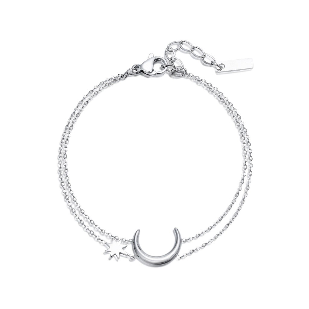 Gelang Titanium Wanita Anti Karat Gelang Rantai Lapis Platinum Anti Alergi Aksesoris Wanita