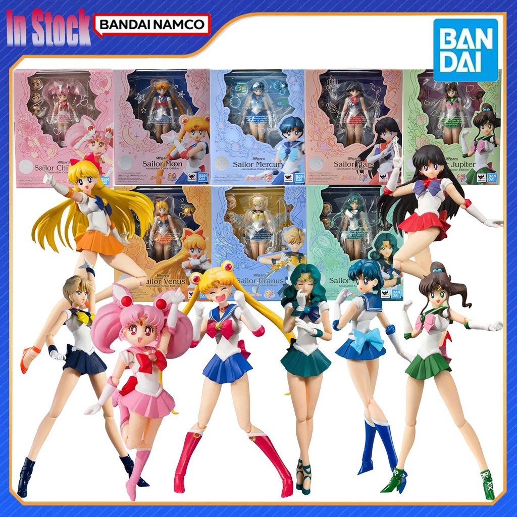 Bandai Original Sailor Moon Anime Figure SHFibi Moon Sailor Moon Mercury Mars Jupiter Venus Uranus N