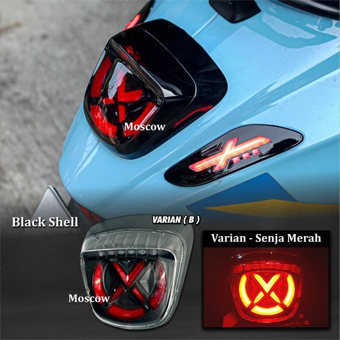 Lampu Belakang MOSCOW VESPA-X Stoplamp V.3 Model X Storm Moto CLEAR SMOKE PNP FOR Vespa Sprint Prima