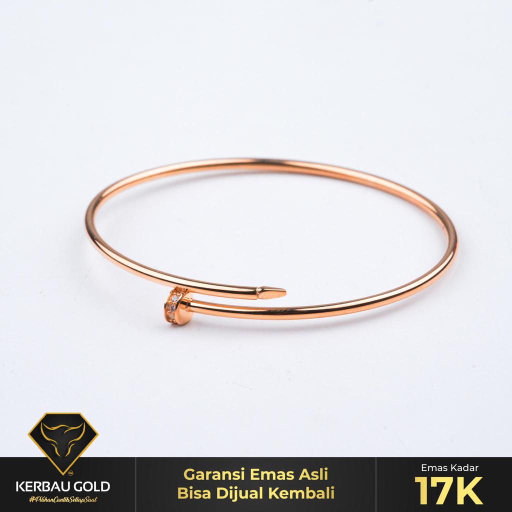 [Kerbau Gold] Gelang Emas Paku Unlimited 17K - Emas Asli 100%