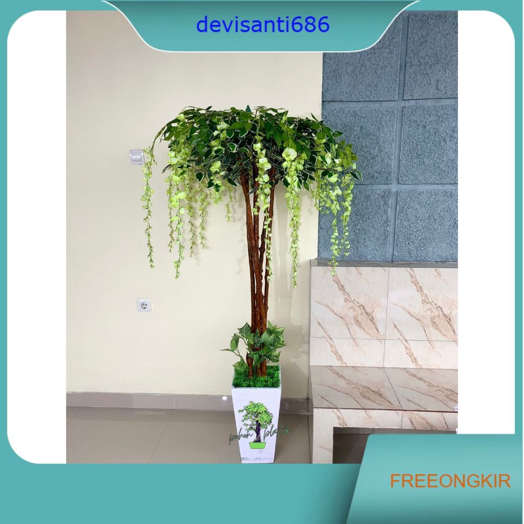 POHON WISTERIA T 170cm artificial / hiasan dekorasi rumah & kantor / pohon pojok tanaman gantung pla