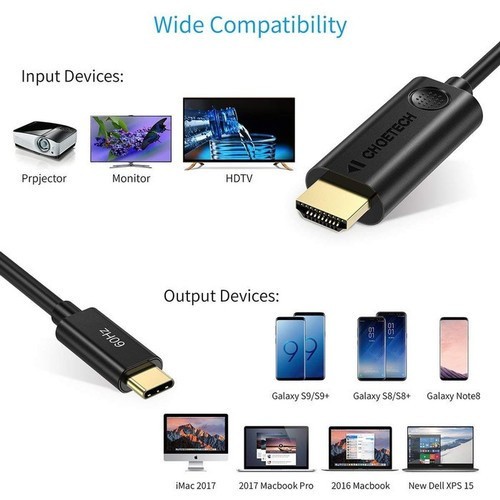 Choetech CH0019 Type C to HDMI cable 1,8M black