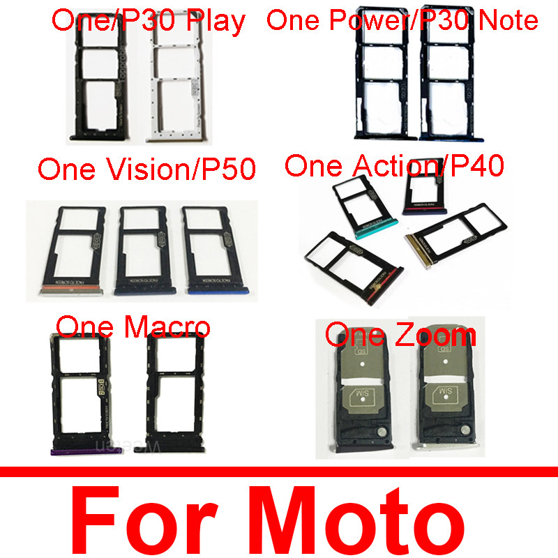 Sim Card Tray Holder For Motorola Moto P30 Play Note P40 P50 One Power Vision Action Macro Zoom Read