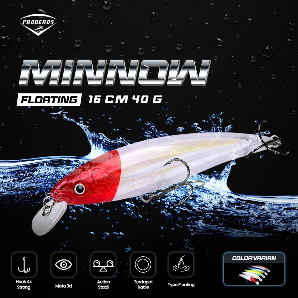 TERLARIS Proberos  Umpan Pancing Lure Minnow Floating 40g/16cm MN056