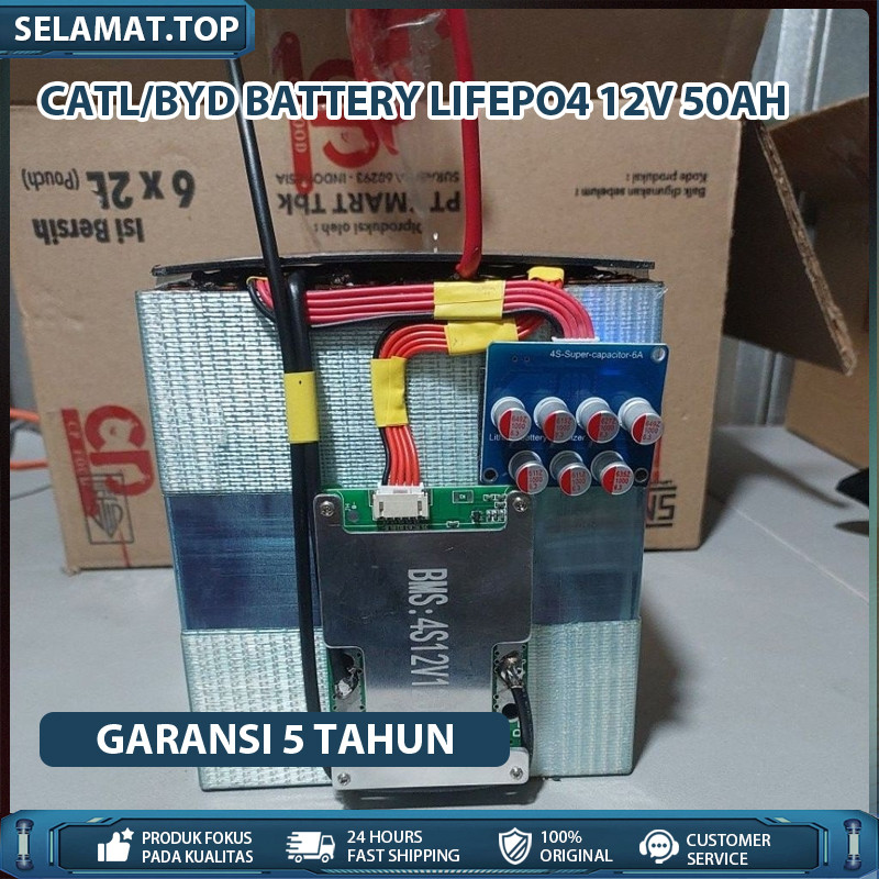 Batre Lifepo4 12v 50ah/52AH Baru 100% Untuk Inverter 2025 ttery Baterai Lifepo4 12V/24V 52Ah / 24V 5