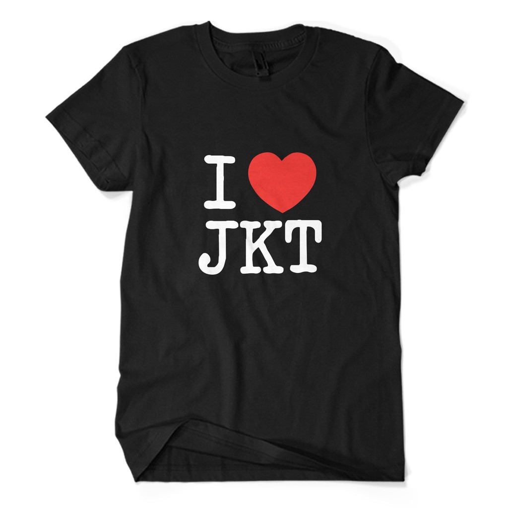 Kaos Distro Premium I LOVE JKT - Baju Wisata Liburan Oleh-Oleh Jakarta Unisex Dewasa