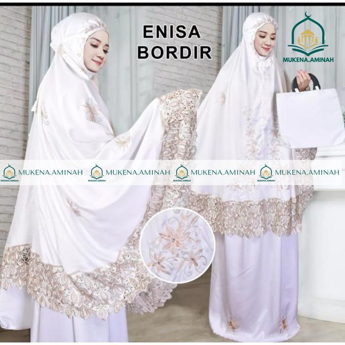 MUKENA.AMINAH MUKENA DEWASA ENISA LUNA MAYA RENDA BORDIR SITI KHADIJAH PASTELEENA Atasan Lembut Mewa