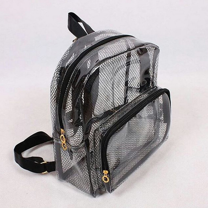 POPULER Ransel Mika Transparan | Grosir Tas Transparan Bening Kerja + Furing Jaring Jala - Tas PVC K