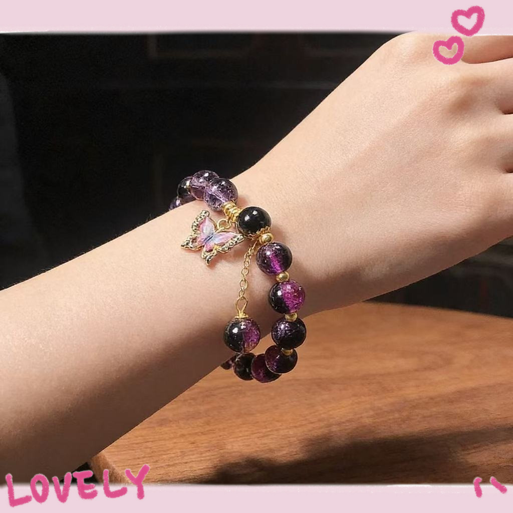[COD] Gelang Tangan Manik Kristal Hitam Mewah / Gelang Tangan Manik Batik Klasik Cina Aesthetic