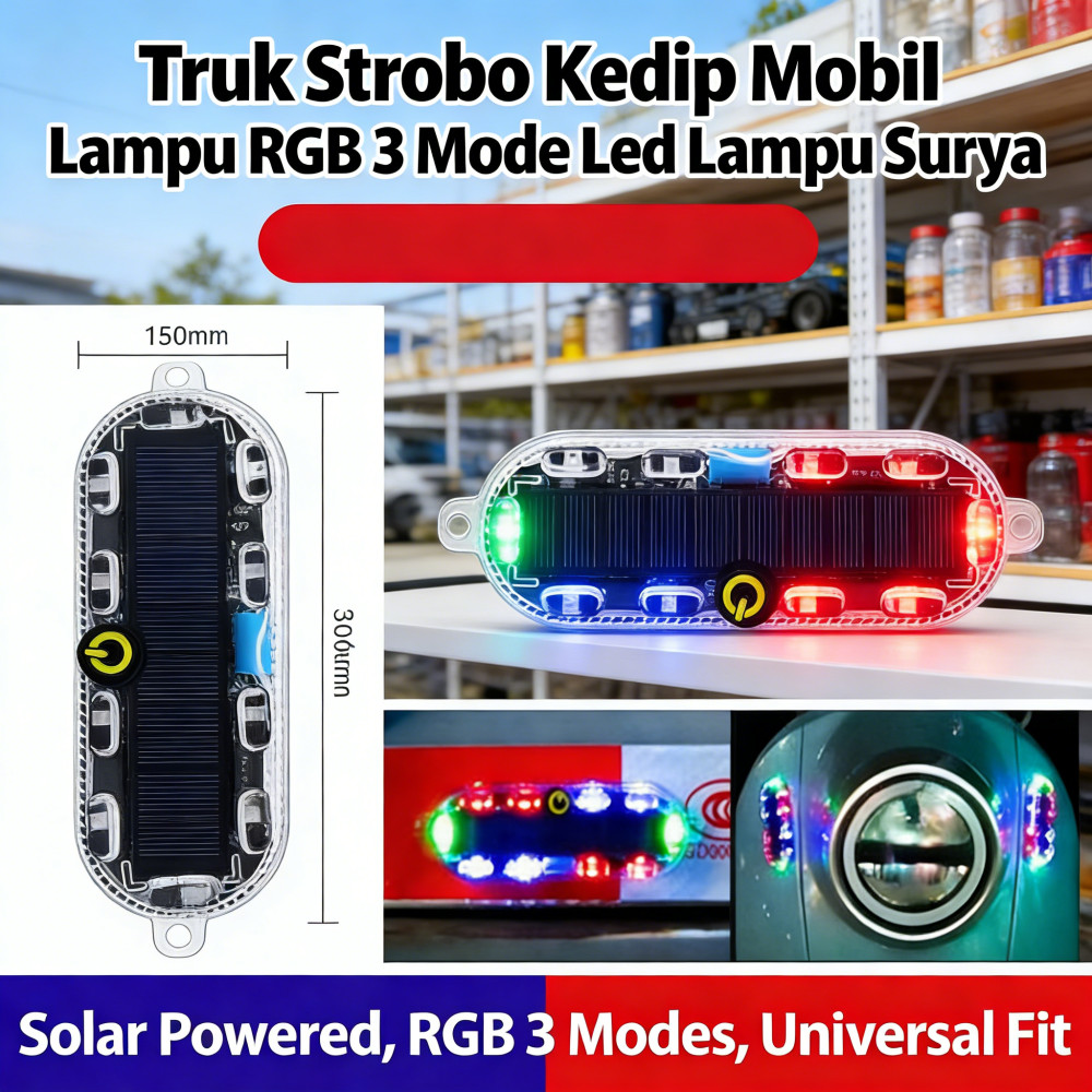 Strobo Bus Mobil Kedip Truk Lampu Surya RGB 3 Mode Led
