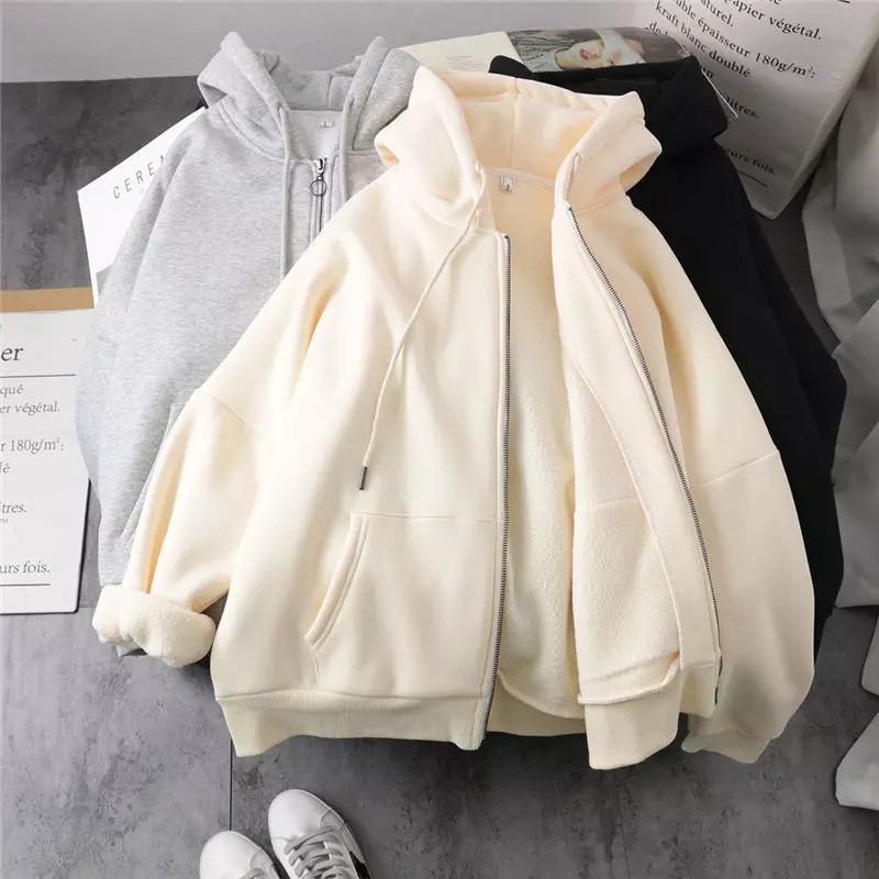 LOWESHOP Hoodie Zipper Wanita Oversize Polos Hoodie Ziper Wanita Oversize Murah Hodie Zipper Sweater