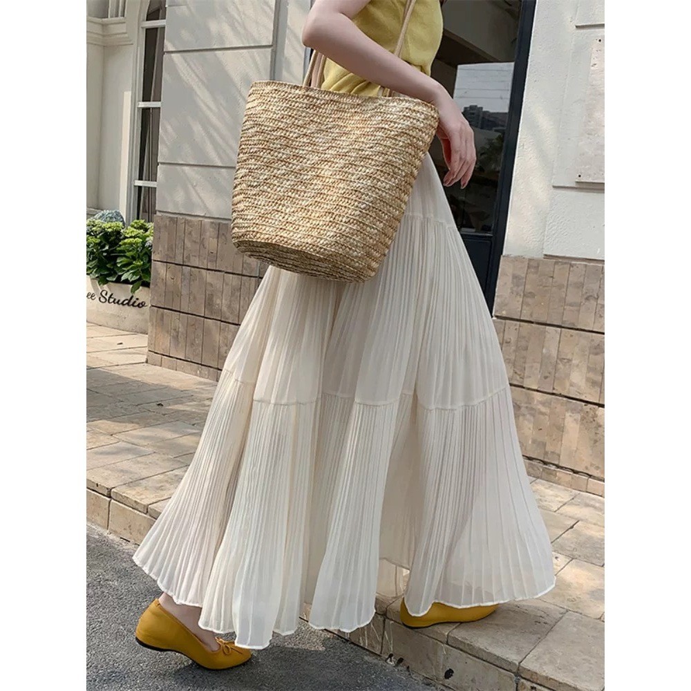 ( KATUSAID ) Reiko Skirt / Rok Panjang Susun Wanita Sifon Plisket Crinkle Layer Maxi Skirt Rok Plisk