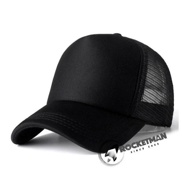 Rocketman - Topi Jaring Distro Hitam Polos Keren Pria Wanita Unisex