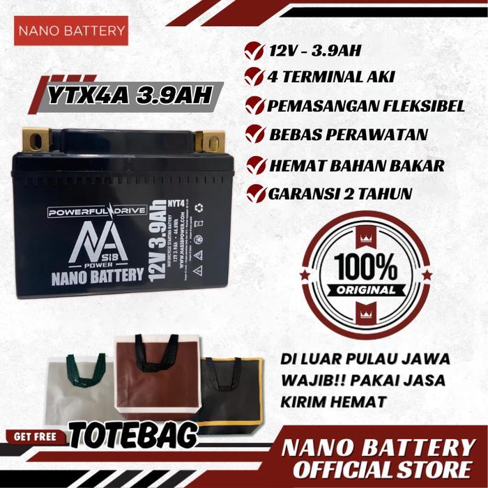 NANO BATTERY Aki Motor Sodium Ion 12V 3.9Ah/12V 5AH Aki Motor YTX4A 12V 3.9Ah/12V 5AH Aki Kering Gar