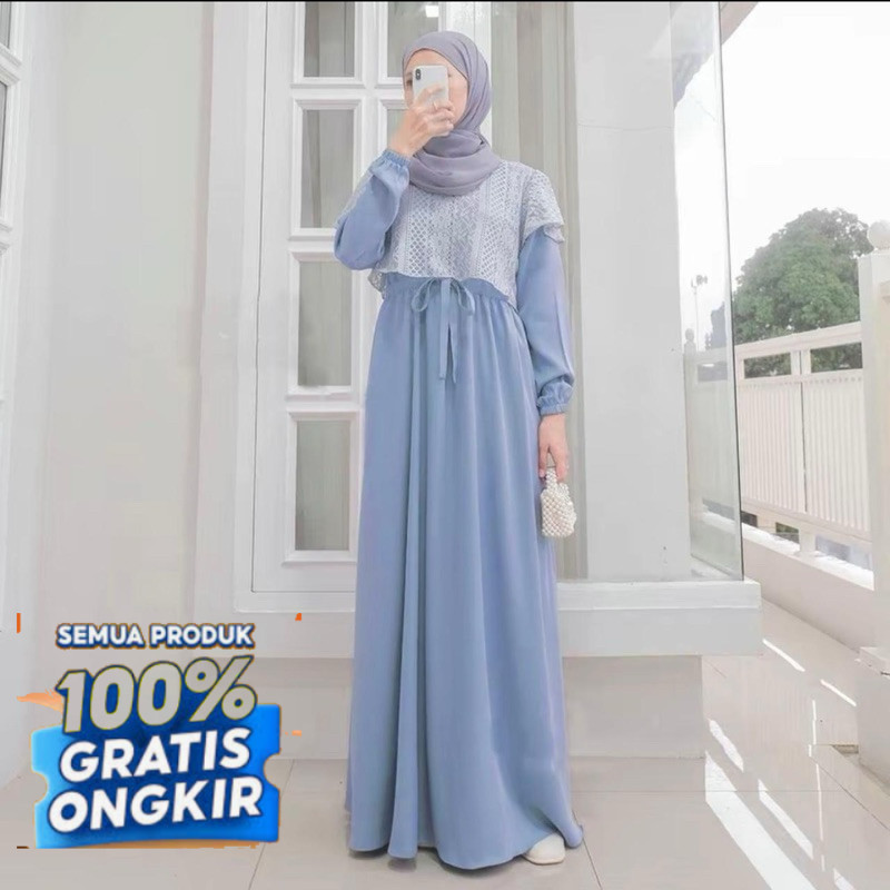 GAMIS JORA Crinkle Import Mix Brokat Malika Premium Wudhu Friendly / DRES LEBARAN 2024 / DRES PESTA 