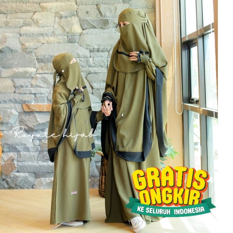 Tsuraya Syari  couple mom and kids gamis set syari couple family- pakaian wanita lainnya