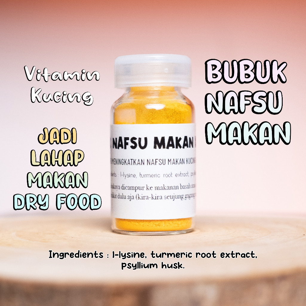 (Burqyu) Vitamin Bubuk Penambah Nafsu Makan Kucing L-Lysine
