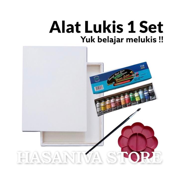 Alat Lukis 1 Set Lengkap / Belajar Melukis - Kanvas 30x30