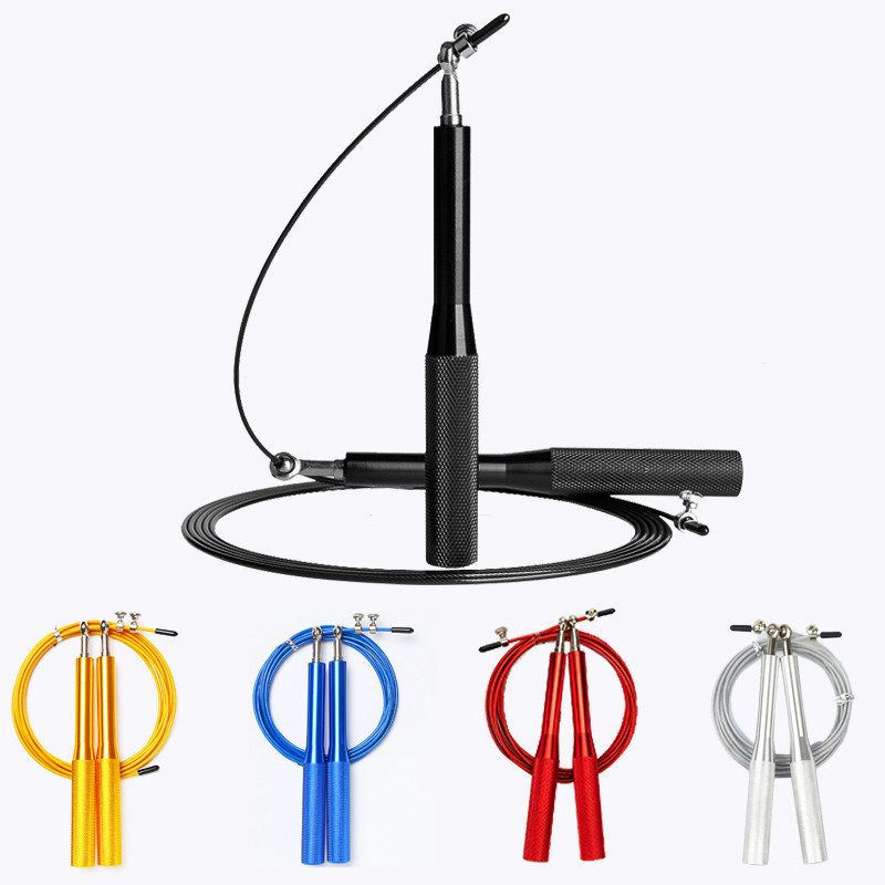 High Fast Speed Rope Wire Rope Jump Skipping Black Rope Aluminum Handle Adjustable Steel For Fitness