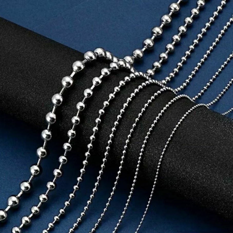 KALUNG RANTAI MCI BOLA BIJI MERICA LADA MONEL STAINLESS STEEL 316L ASLI PREMIUM ANTI KARAT PRIA WANI