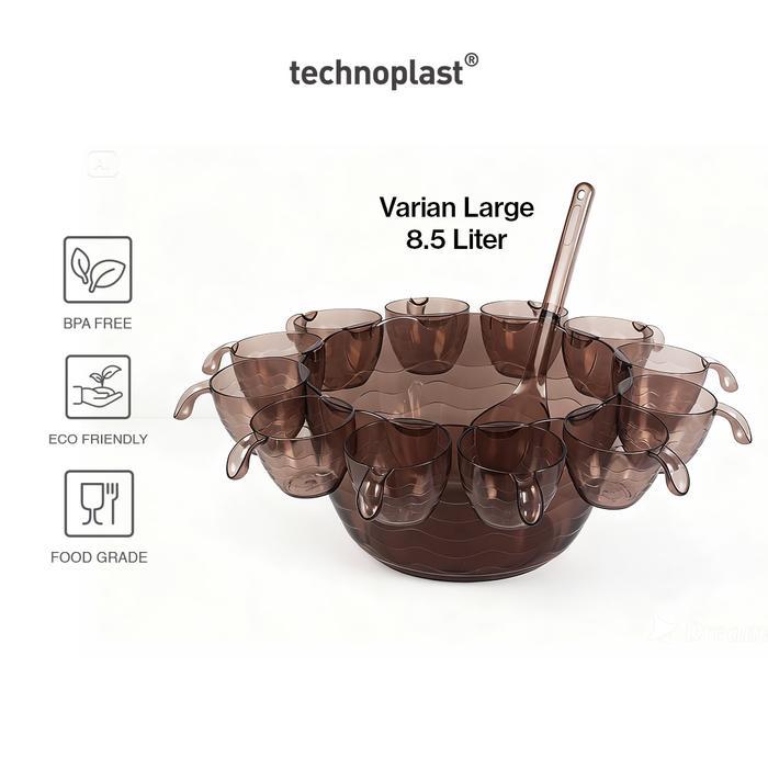 Technoplast Mangkok Es Buah / Punch Bowl Es Buah Prasmanan Pesta - Technoplast Lovelo Brown Puch Bow