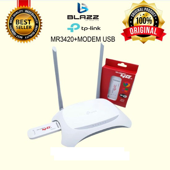 Paket Hotspot TP Link TL MR3420 Dan Modem 4G LTE USB Modem Router Paket Router TPLINK MR3420 + USB M