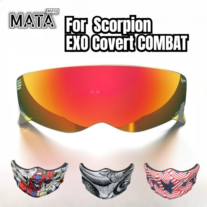 For Scorpion EXO Covert COMBAT Helmet Visors Electroplated Color Universal Lens Helmet Mask Retro He
