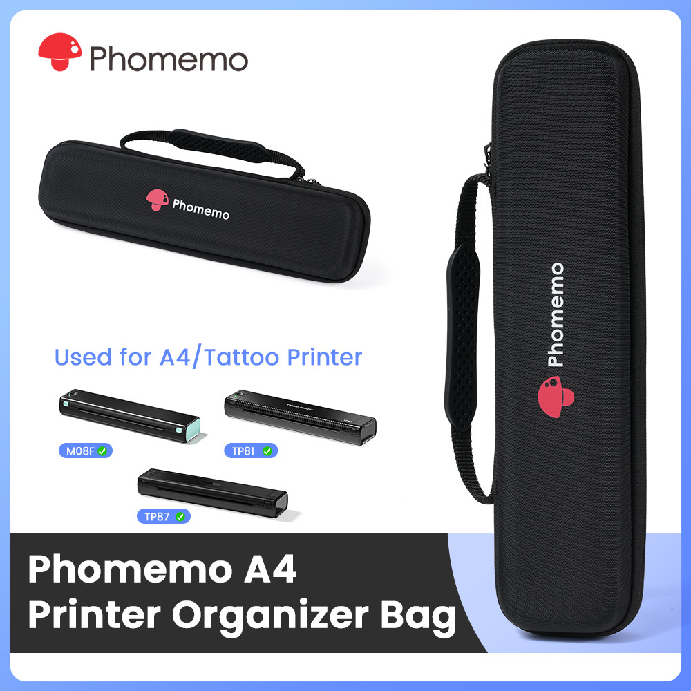 Phomemo M08F A4 Printer Black Bag, Portable Bag Compatible M08F, HPRT MT800/MT800Q Portable Thermal 