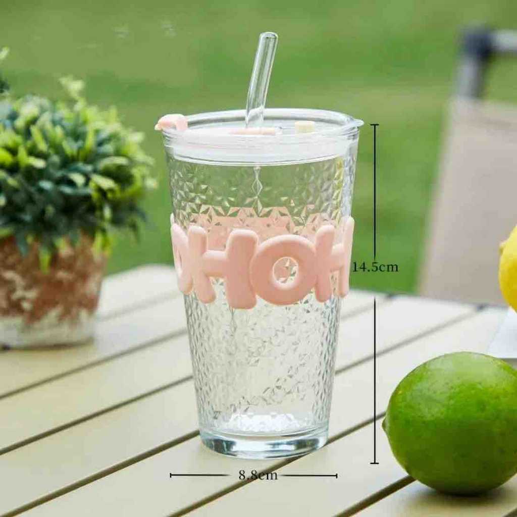 (PG) Gelas Kaca HOHO 450ml / Tumbler Aesthetic HoHo Hitam Gelas Minum Kaca Simple 450ml