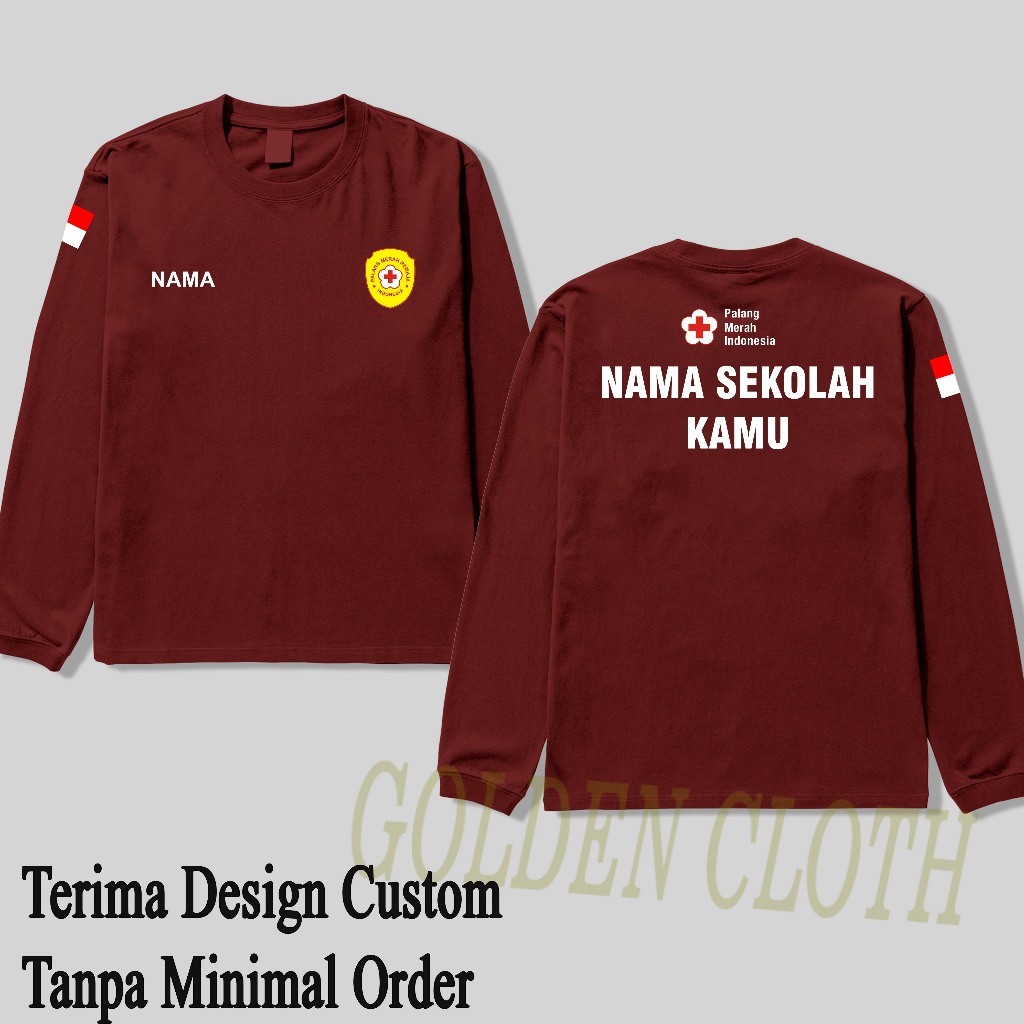 Kaos PMI PMR Palang merah Remaja Indonesia Custom Nama Sekolah Baju Kaos Cotton 24s