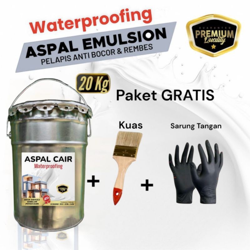 Pelapis Aspal Cair Anti Bocor 20 Kg (Kemurnian 60%) Perekat Kolam Genteng Bocor