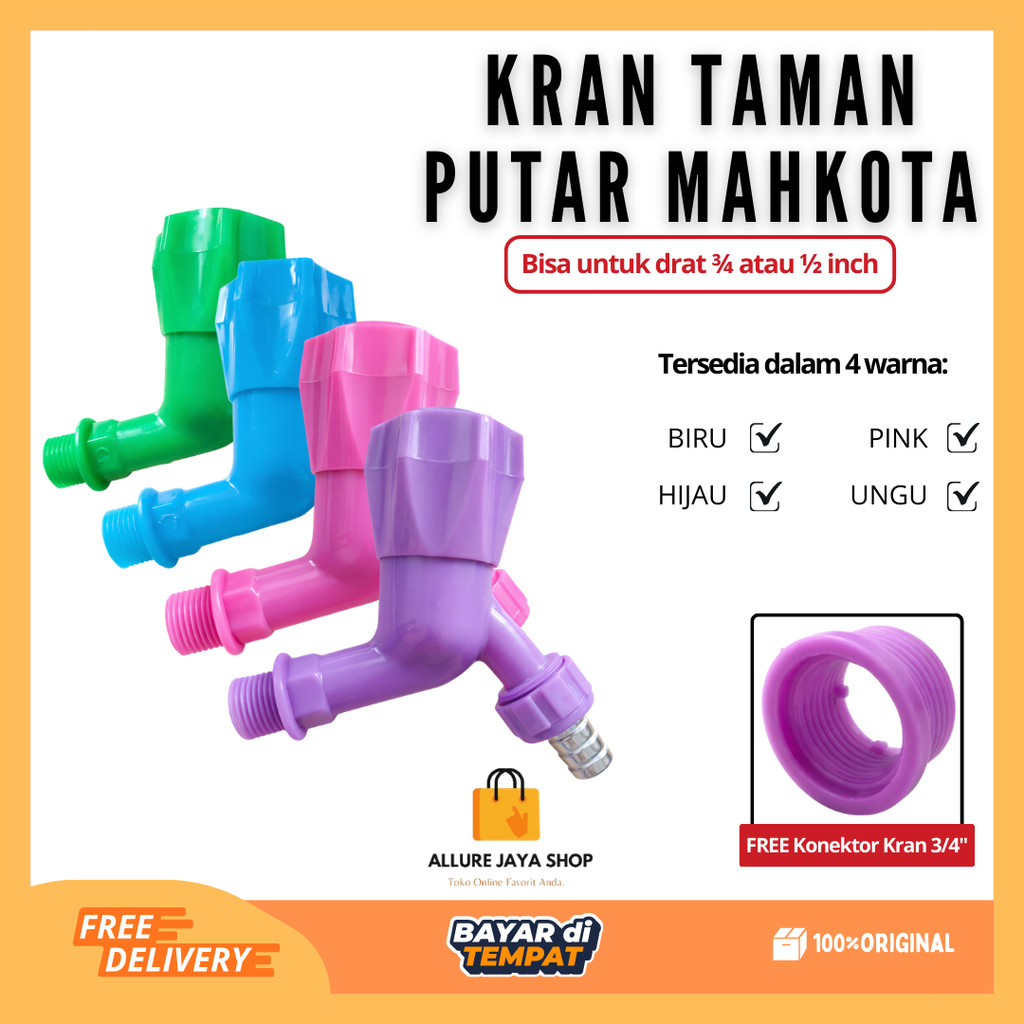 [AJS] Kran Air / Kran Taman Mahkota Two Way / Kran Tembok Taman PVC 1/2 atau 3/4 Inch