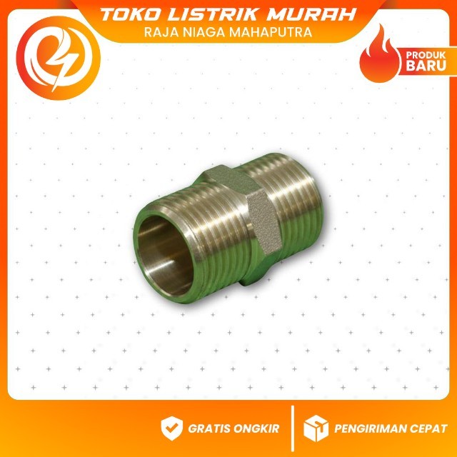 Double Nepel 1/2” Kuningan – Sambungan Drat Luar Berkualitas