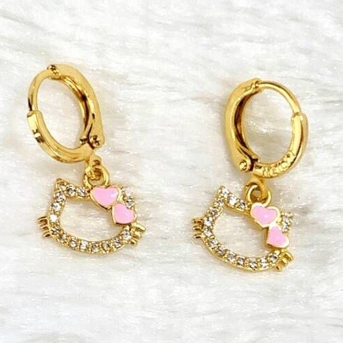 Anting Anak Kepala Pita Kucing Emas Xuping Elegan
